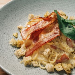 Bacon Alfredo Pasta at Mapogu Coffee & Eatery, Jimbaran