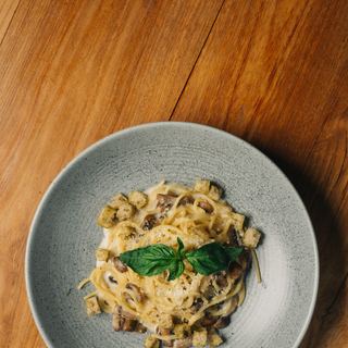 Mushroom Alfredo Pasta at Mapogu Coffee & Eatery, Jimbaran